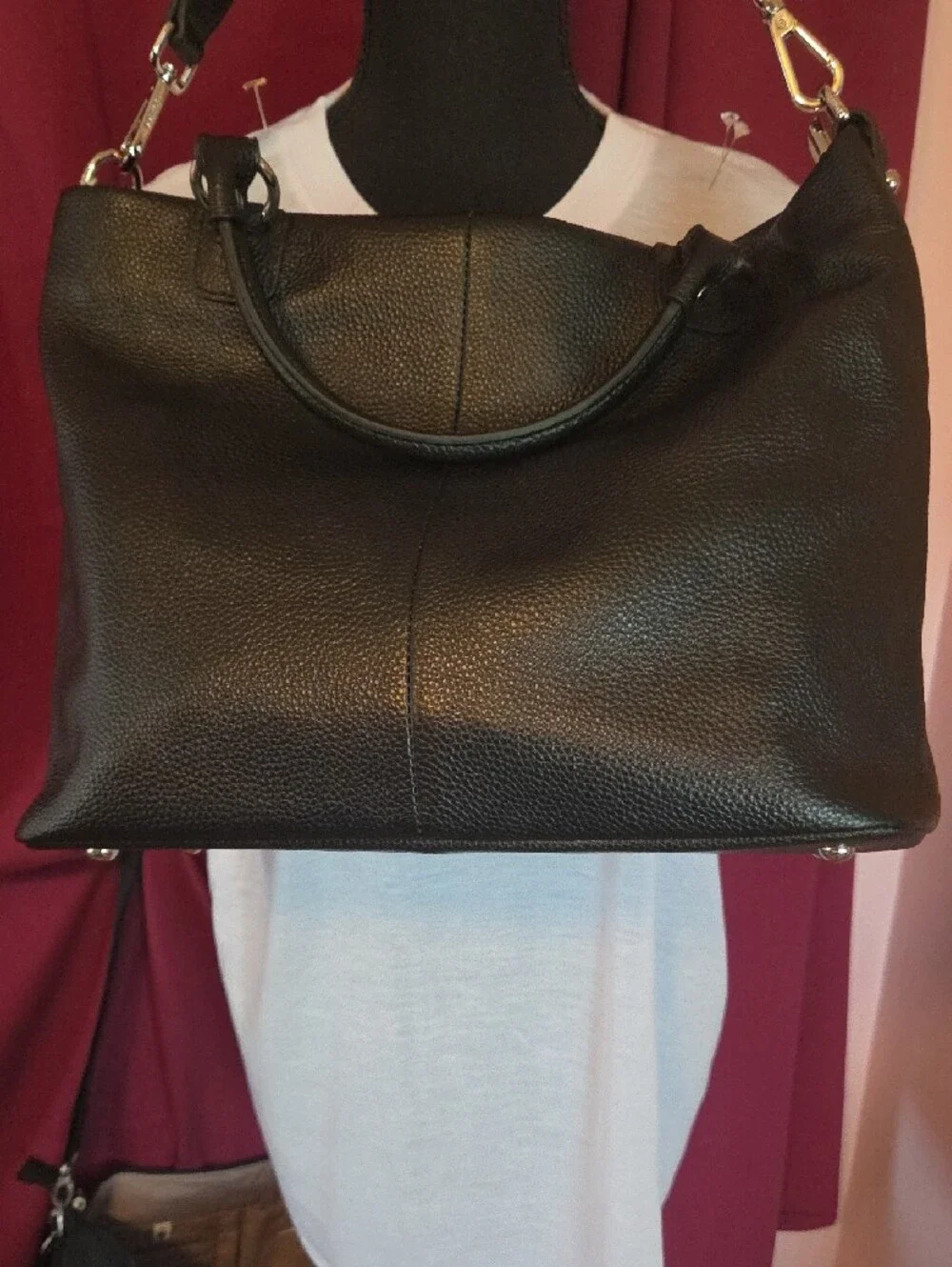 Black Leather Tote Bag - Classic Women's Handbag